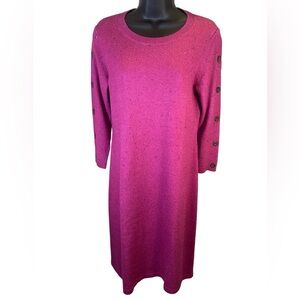 Talbots Pink Speckled Knit Sweater Dress Size S Button Sleeve NWT